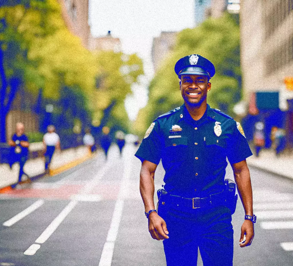 This photo of a police officer works with a Police Activity / Athletic League in a major US city and manages their website